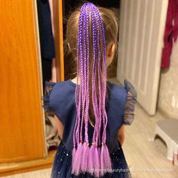 Overhead tail Synthetic Colored Rainbow Ponytail Hair Elastic Band ring Extension False for Hair Box Braids Pony Tail